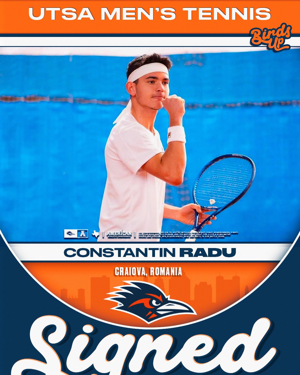 UTSAMT's tweet image. Another Roadrunner coming to the Men's Tennis squad for next year as @AlexGozun announces the signing of Constantin Radu for 2025-26!
#BirdsUp🤙 | #LetsGo210
