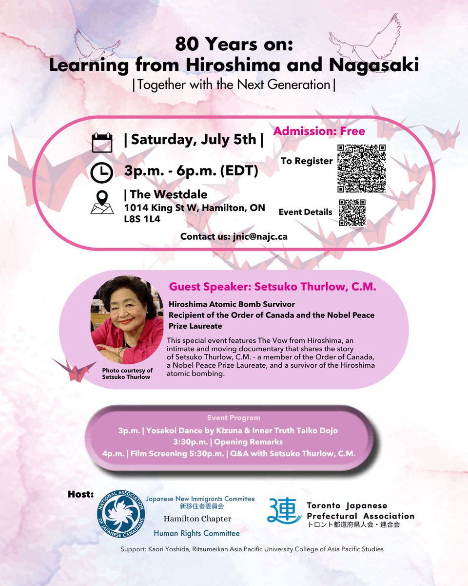 2025 marks the  80th anniversary of WW2. Attend this event to reflect on the war from multiple perspectives &amp; to inspire intergenerational dialogue on peace &amp; remembrance. ☮️

🔗Learn more &amp; register: najc.ca/nihongo/80-yea…