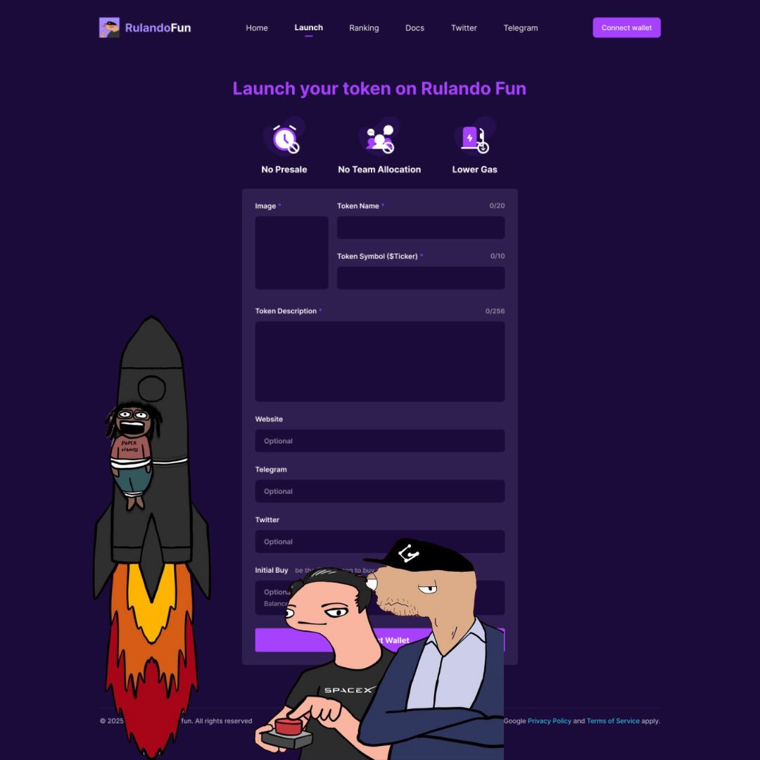 🚀 Are you ready to create or trade your first meme on Rulando Fun?
The cult is waiting… and the movement is just getting started 🔑🧲

💻 From idea to action. All on-chain.
#RulandoFun #Memecoin #Blue20 #MemeCult #CTO