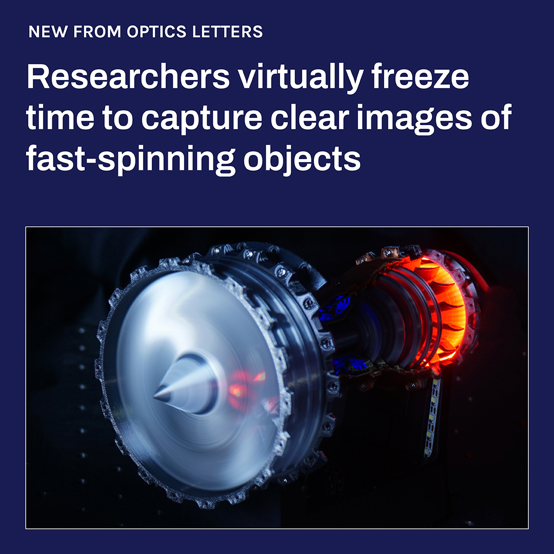 Researchers virtually freeze time to capture clear images of fast-spinning objects by using patterned light and a single-pixel detector: bit.ly/4n91whU

The new #technology enables detailed image reconstruction without a traditional camera: 
#OPG_OL