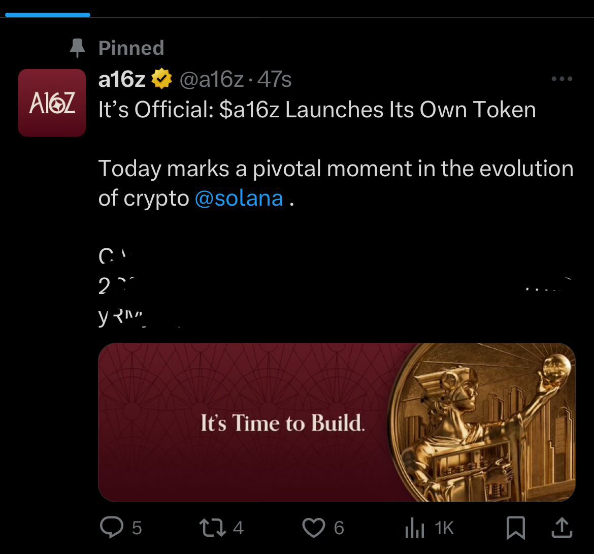 .<a href="/a16z/">a16z</a>’s official X account was hacked - a scam contract was posted and deleted within minutes.