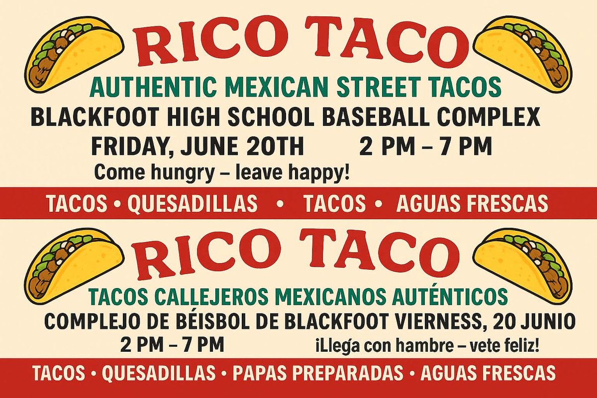 Come join us June 20th for another night at the baseball field for 4B Post 23 American Legion Baseball, at the Blackfoot High School Baseball Complex. It will be a double header against South Fremont at 4pm and 6pm. There will be a food truck from Rico Taco and concessions!