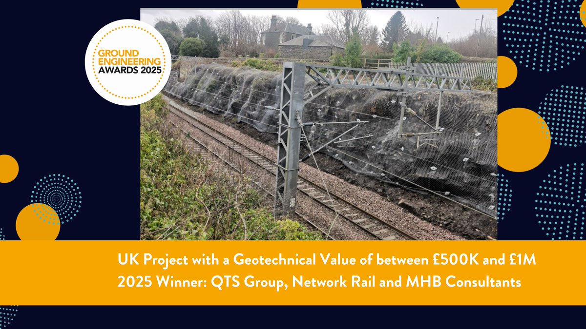 Ground Engineering (@ge_magazine) on Twitter photo 💼 UK Project (£500K–£1M)
Well done to QTS Group, <a href="/networkrail/">Network Rail</a> and MHB Consultants for Ratho Rock Cutting – winner of the #GEAwards UK Project between £500K and £1M!
#winner #groundengineering 💼 UK Project (£500K–£1M)
Well done to QTS Group, <a href="/networkrail/">Network Rail</a> and MHB Consultants for Ratho Rock Cutting – winner of the #GEAwards UK Project between £500K and £1M!
#winner #groundengineering