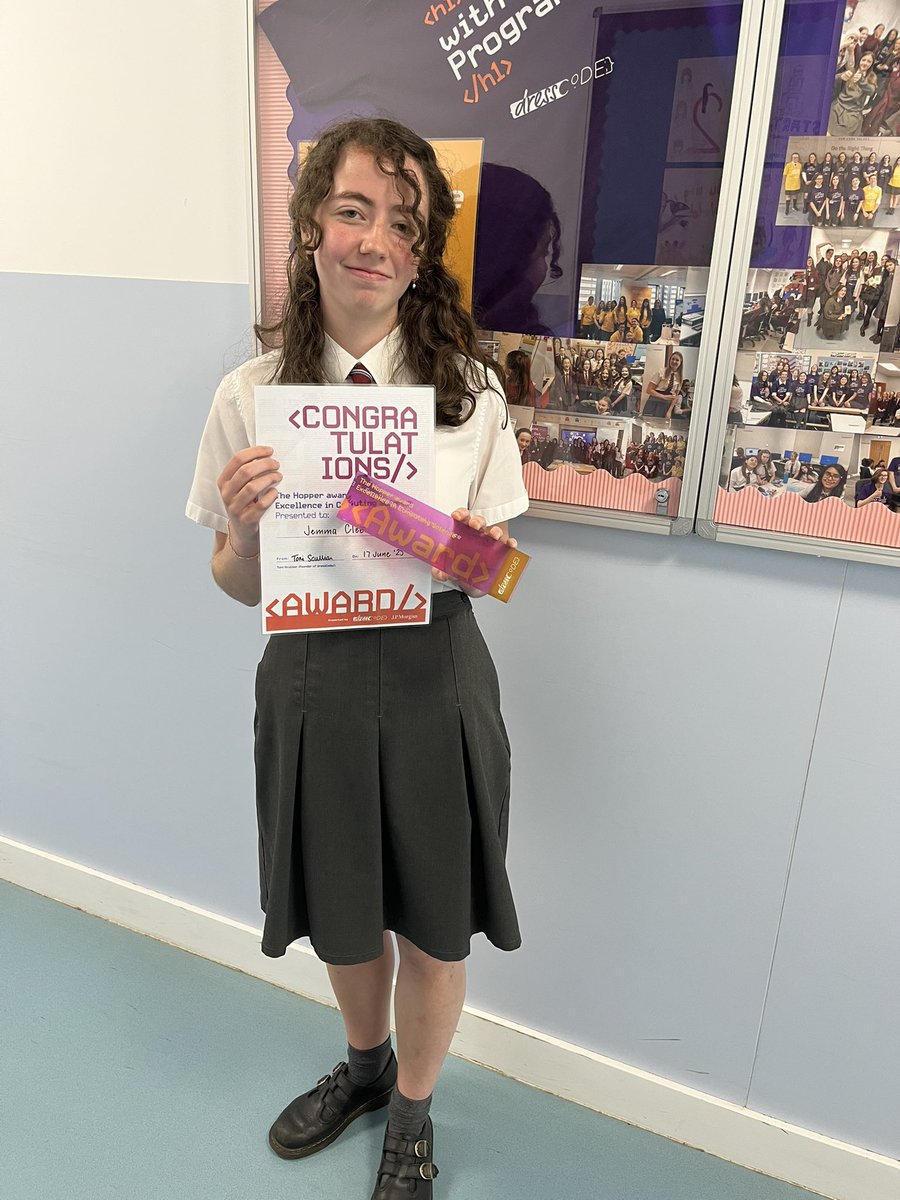 St. Ninian's Computing Department (@stninianscomp) on Twitter photo Congratulations to new S5 pupil Jemma who is our recipient of the dressCode Hopper Award for Excellence in Computing Science for 2024-25. Jemma has been an outstanding ambassador and mentor for addressing the gender gap. Well done Jemma 👏 <a href="/stninianshigh/">Saint Ninian's</a> <a href="/dressCodeHQ/">dressCode</a> Congratulations to new S5 pupil Jemma who is our recipient of the dressCode Hopper Award for Excellence in Computing Science for 2024-25. Jemma has been an outstanding ambassador and mentor for addressing the gender gap. Well done Jemma 👏 <a href="/stninianshigh/">Saint Ninian's</a> <a href="/dressCodeHQ/">dressCode</a>