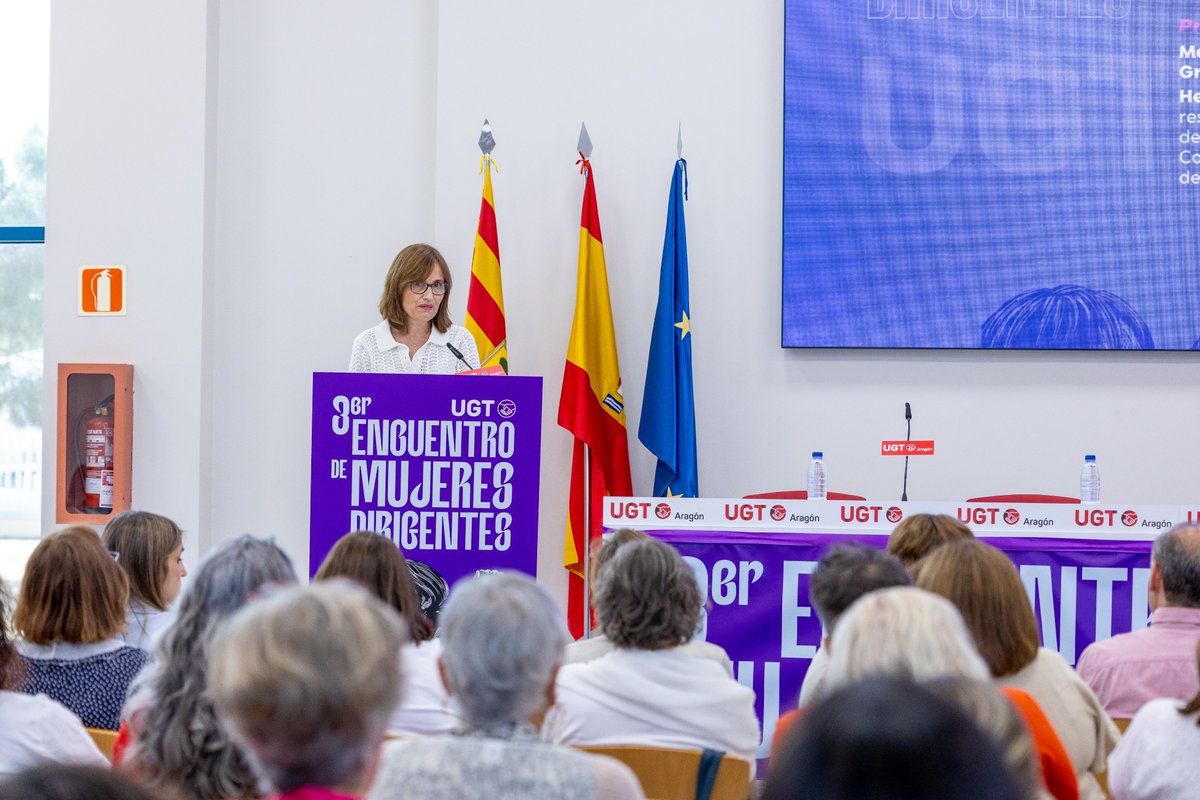UGT_Comunica's tweet photo. 🟣 APERTURA | III ENCUENTRO DE MUJERES DIRIGENTES #UGT

🗣️ José Juan Arceiz , secretario general @UGTAragon 
🗣️ María Antoñanzas, directora Instituto Aragonés
de la Mujer
🗣️ Noelia Herrero, subdelegada Gobierno en Zaragoza 
🗣️Lola Navarro Giménez, vicesecretaria general UGT

🤝Medea Gracia, responsable @UGTFeminista

#MujeresDirigentesUGT