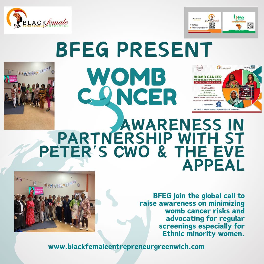 BFEGreenwich's tweet image. In May, we partnered with St Peter&apos;s CWO and The Eve Appeal to organize a powerful event focused on womb cancer screening awareness. We’re gearing 4 upcoming women&apos;s event @Royal_Greenwich @NHSEnglandLDN @GreenwichLibs @cahn_uk @BlacAwards @TNLComFund #wombcancer  @hwgreenwich