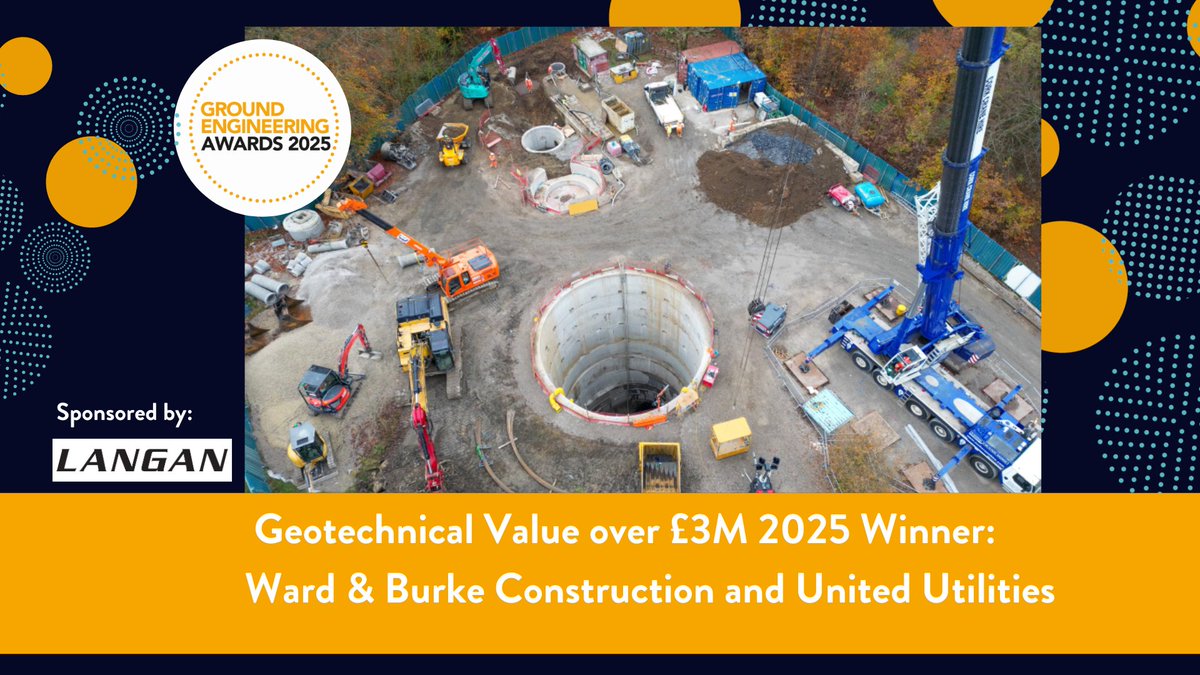 💼 UK Project (Geotechnical Value over £3M)

Congratulations to Ward &amp; Burke Construction and United Utilities for the Royal Oak &amp; Longsight Park Tunnel – winner of the #GEAwards UK Project over £3M category, sponsored by Langan Engineering 
#winner #groundengineering
