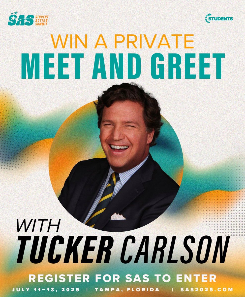 Do YOU want to win a Meet and Greet with the one &amp; only Tucker Carlson?!

Register for SAS 2025 to enter this exclusive opportunity at SAS2025.com ‼️
See you in Tampa! 🇺🇸