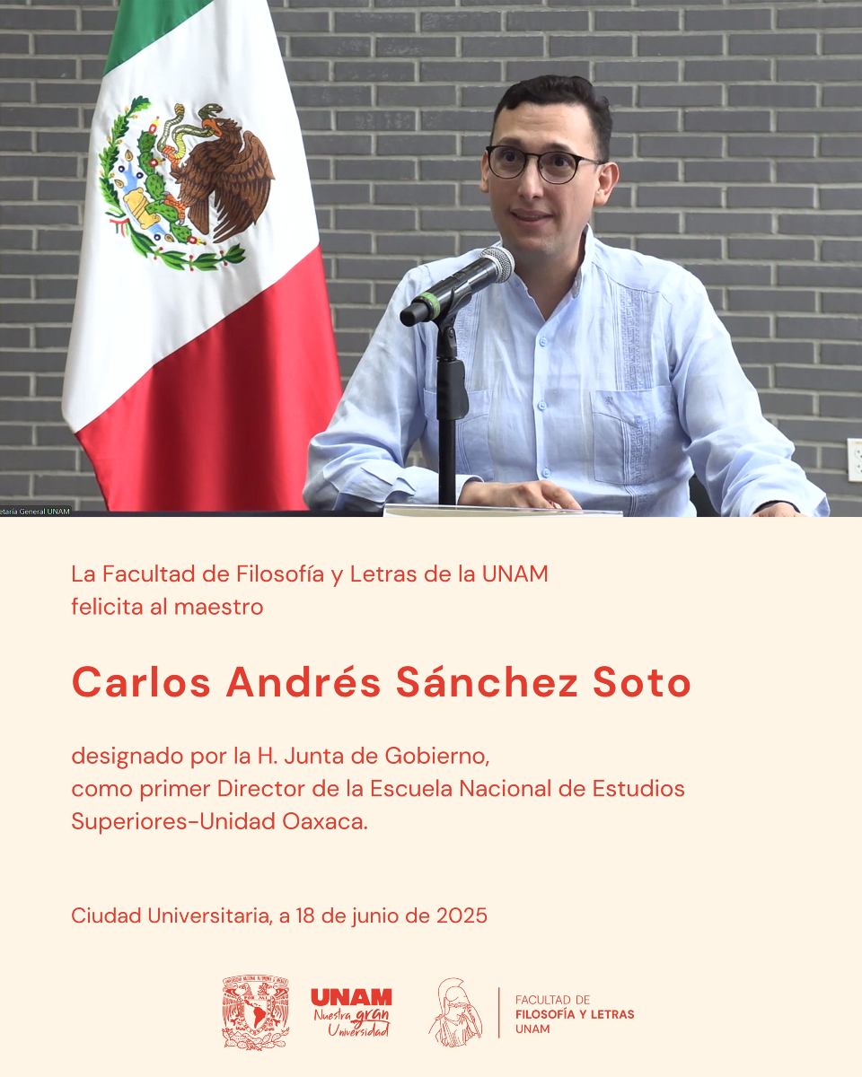 #UnGoyapara el maestro Carlos Andrés Sánchez Soto, designado primer director de la ENES Oaxaca.

Aprobada en marzo pasado, la apertura de esta sede de la UNAM coadyuvará al fortalecimiento de la educación en Oaxaca y dará impulso a la región como polo estratégico de desarrollo.