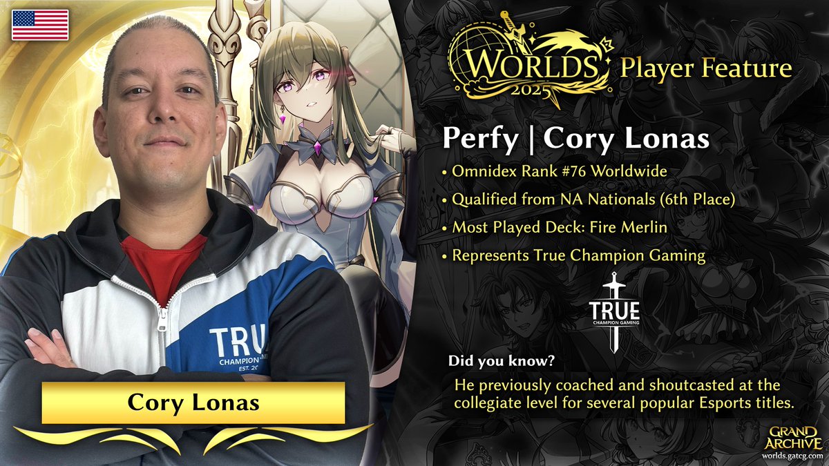Today’s featured player is Cory Lonas (Perfy) from True Champion Gaming, who earned his invitation to Worlds 2025 by placing 6th at NA Nationals!

Outside of TCGs, he’s also highly experienced in other games, having done collegiate coaching and shoutcasting for several popular