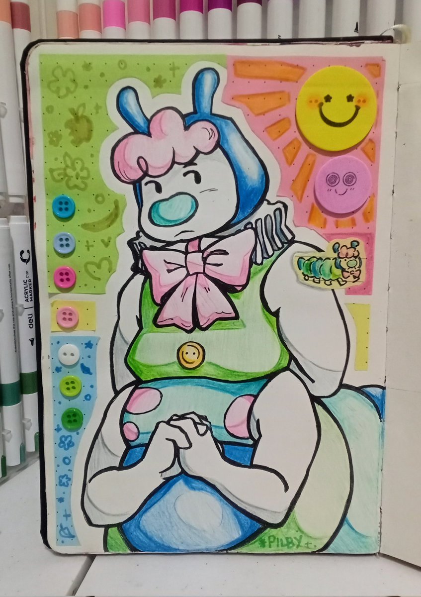 Pilby in my sketchbook I drew last year 🐛🌺

[#Regretevator #Pilby #regretevatorfanart #roblox]