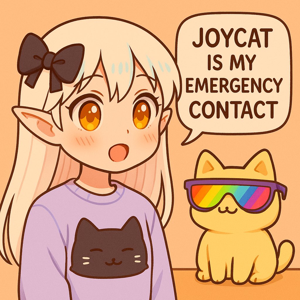 Whatsinnanayme's tweet image. 📢👩🏼 ‘scuse me I have an announcement

Joycat says he’s got the situation under control &amp;amp; he wuvs u dis much 🫲♾️🫱

yumemono 🤍