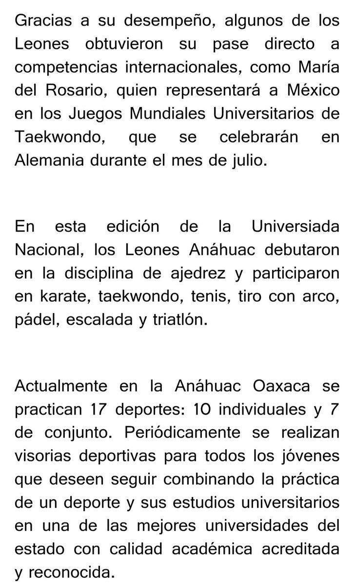 ROTATIVO OAXACA (@rotativooaxaca) on Twitter photo ¡HISTÓRICO!
Los Leones de la Universidad <a href="/AnahuacOaxaca/">Anáhuac Oaxaca</a> lograron una destacada participación en la Universiada Nacional 2025, celebrada en la Ciudad de Puebla, al conseguir cinco medallas: dos de oro, una de plata y dos de bronce. ¡HISTÓRICO!
Los Leones de la Universidad <a href="/AnahuacOaxaca/">Anáhuac Oaxaca</a> lograron una destacada participación en la Universiada Nacional 2025, celebrada en la Ciudad de Puebla, al conseguir cinco medallas: dos de oro, una de plata y dos de bronce.