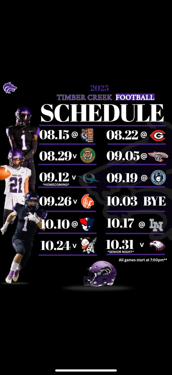 2025 Football schedule. Time to Hunt! 🐺 <a href="/TCHSFB/">Timber Creek Football</a>  <a href="/TC__Athletics/">Timber Creek Athletics</a>