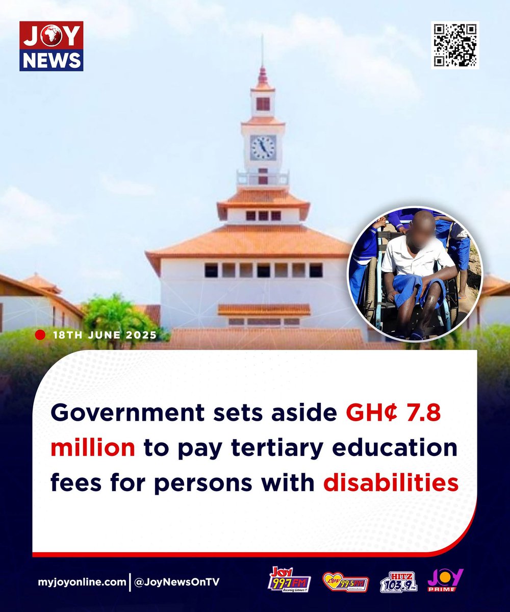 Government sets aside GHS 7.8 million to pay tertiary education fees for persons with disabilities.
#TheChangeWeVotedFor 
#PromisesDelivered 
#AbanPapaAba