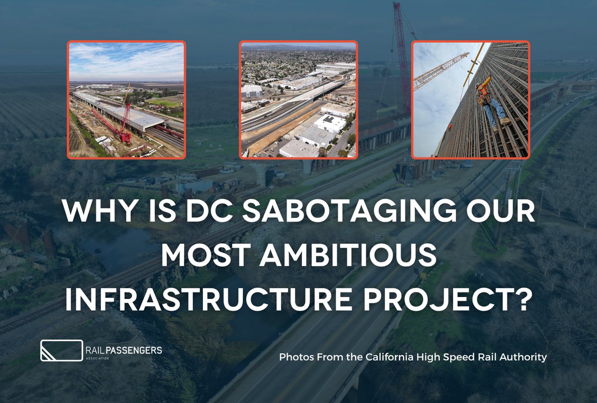The California High Speed Rail Project has already generated nearly $2 in benefits for every $1 invested - without a single train in service.  

So why does the current administration want to kill it so badly?

Fore more: railpax.org/W0yI50WbYTh