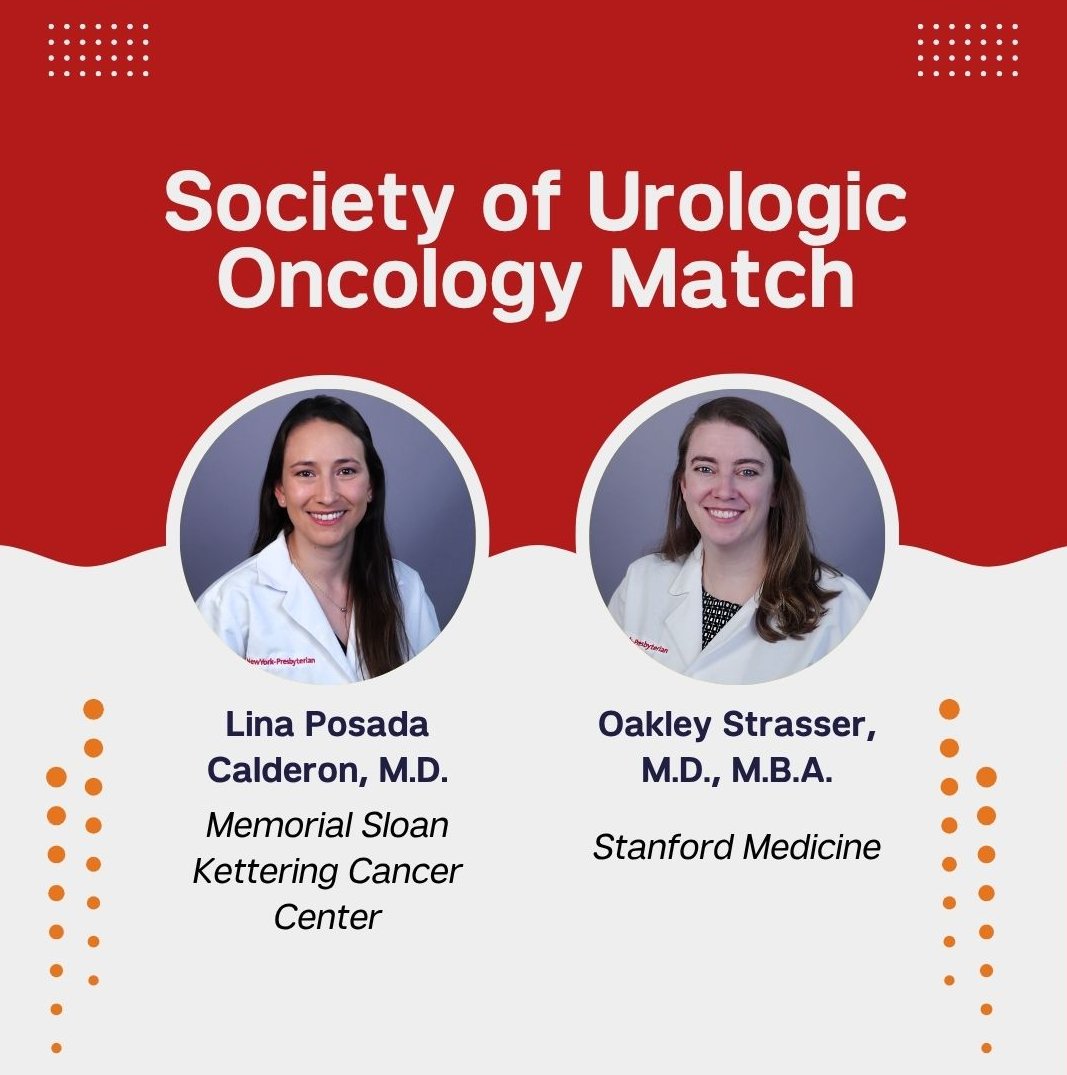 Congratulations to our current chief residents, Drs. Lina Posada Calderon &amp; Oakley Strasser on their urologic oncology fellowship matches! 

We are so proud of all you have accomplished throughout your residency, and we wish you luck as you both begin your fellowships next year!