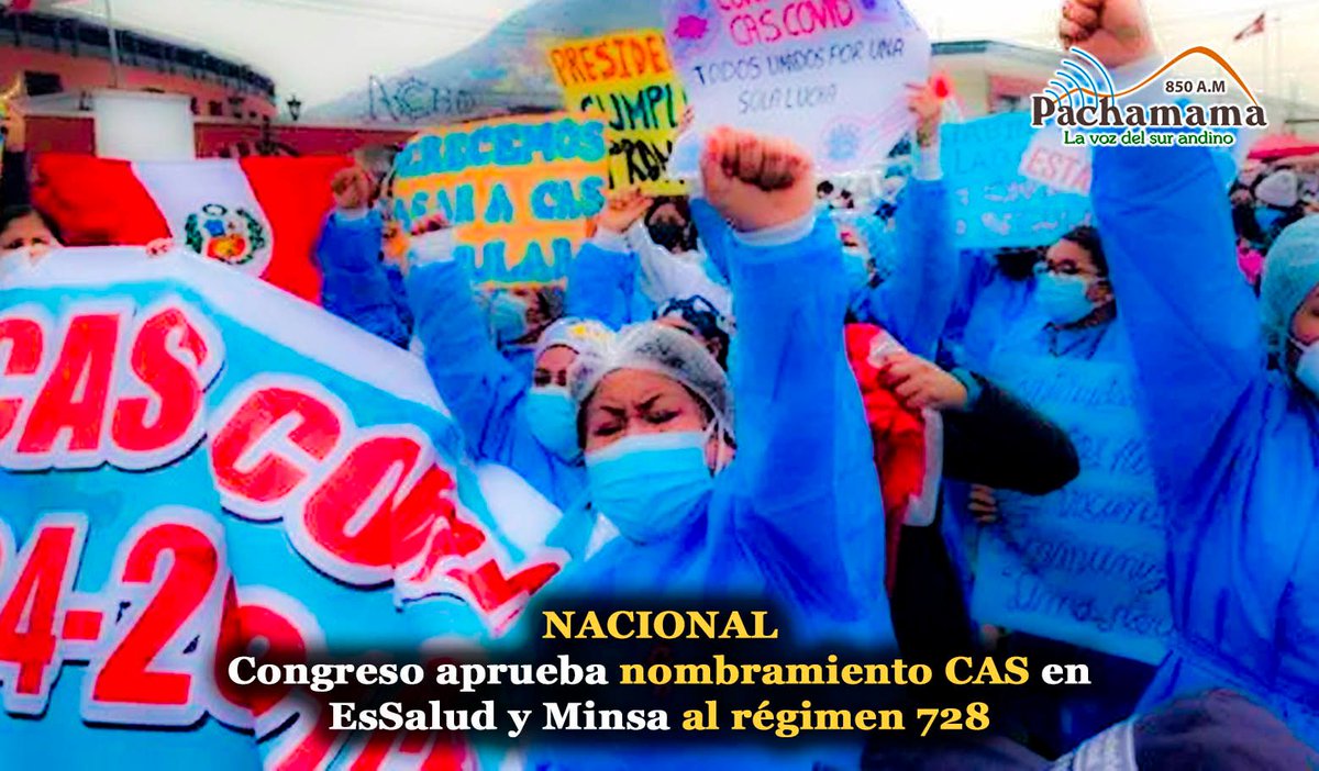 ((🔴)) #Nacional: La Comisión de Presupuesto del Congreso aprobó el dictamen que permitirá el nombramiento progresivo de trabajadores CAS de EsSalud y Minsa al régimen laboral 728 en todo el país.

👉 #Nacional| #PachamamaNoticias #Puno #PachamamaInforma