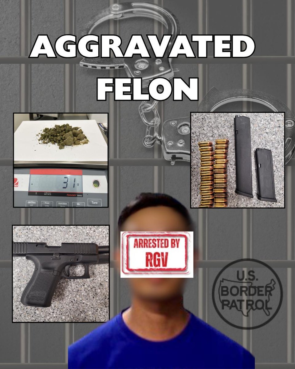 USBPChiefRGV's tweet image. BUSTED: Agents at the Falfurrias BP Ckpt & BP K9 arrested a U.S. citizen in possession of marijuana and a firearm. He is a convicted felon and now faces serious charges.Reminder: Don’t attempt to cross a BP ckpt with drugs or weapons. There will be consequences! #BorderSecurity