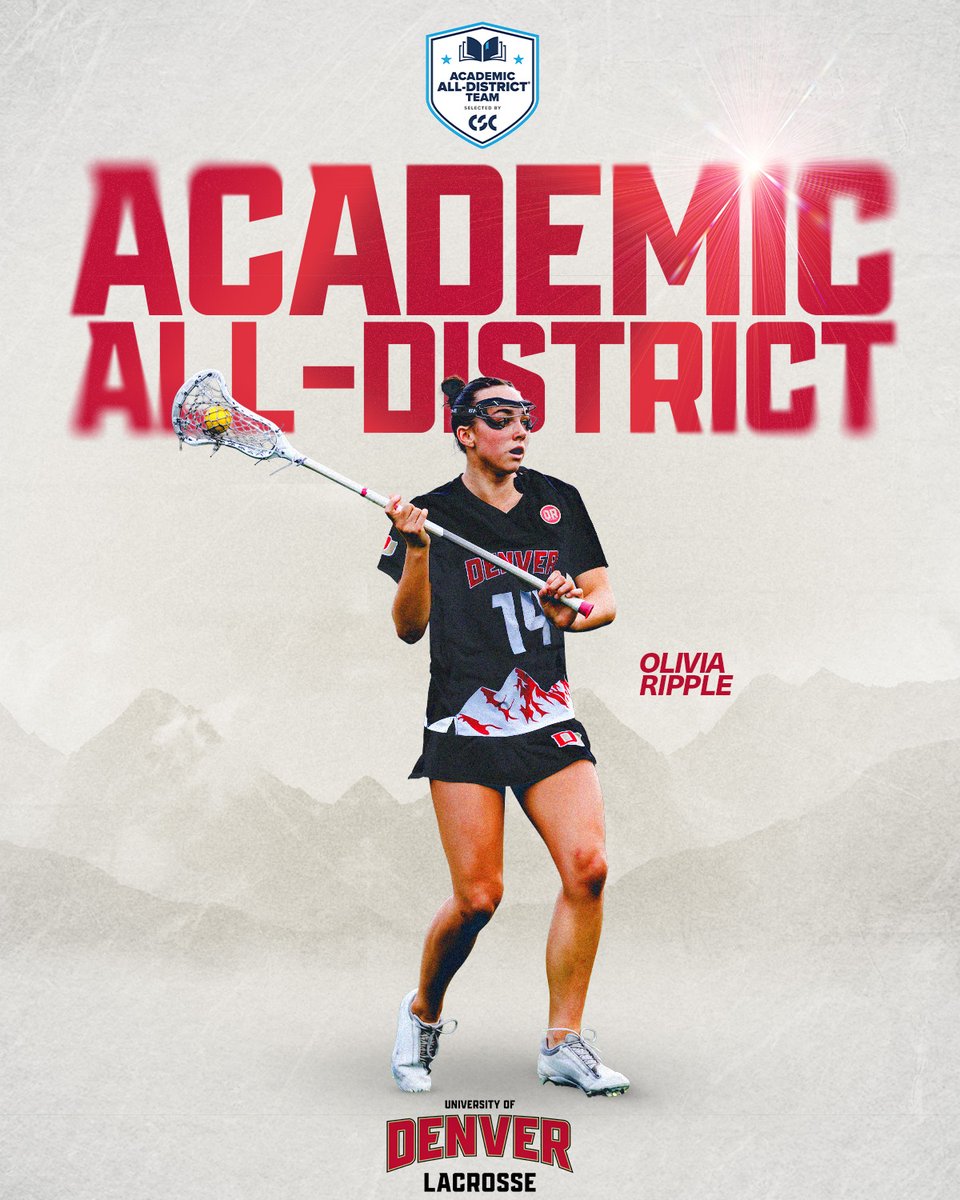 Denver Women’s Lacrosse (@du_wlax) on Twitter photo Putting the student in student-athlete...
Congratulations to Olivia Ripple for being named to the 2025 <a href="/CollSportsComm/">College Sports Communicators</a> Academic All-District Team!
🔗bit.ly/4mZtHQq
#GoPios Putting the student in student-athlete...
Congratulations to Olivia Ripple for being named to the 2025 <a href="/CollSportsComm/">College Sports Communicators</a> Academic All-District Team!
🔗bit.ly/4mZtHQq
#GoPios