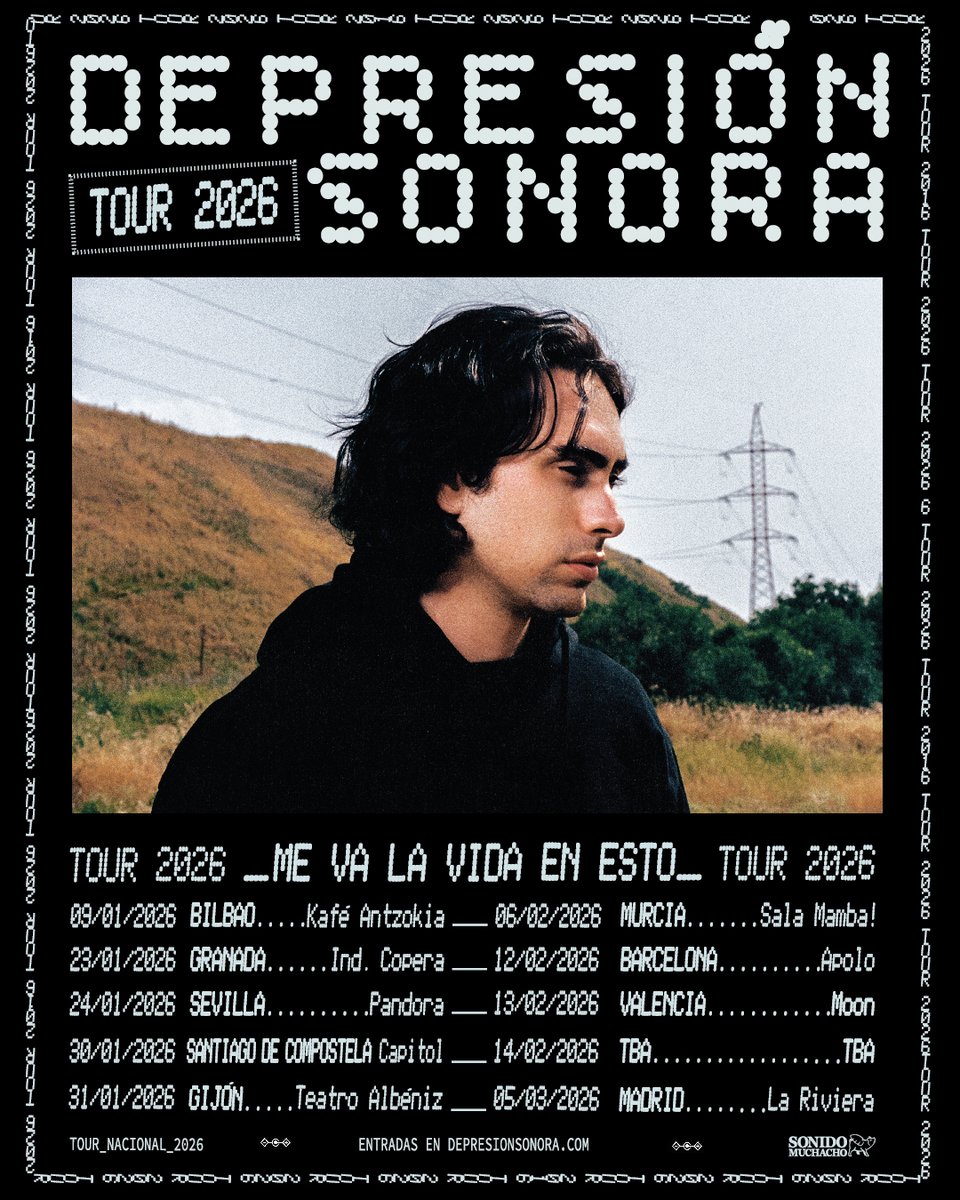 ME VA LA VIDA EN ESTO TOUR 2026

Gira presentación de mi segundo álbum 📼🖤

entradas ya disponibles en la bio y la web de depresión sonora