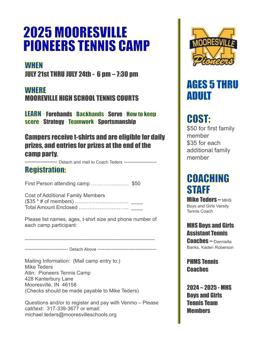 TheVilleTennis's tweet image. Registration for camp will remain open through the first day of camp. To ensure you get your camp shirt, register ASAP!