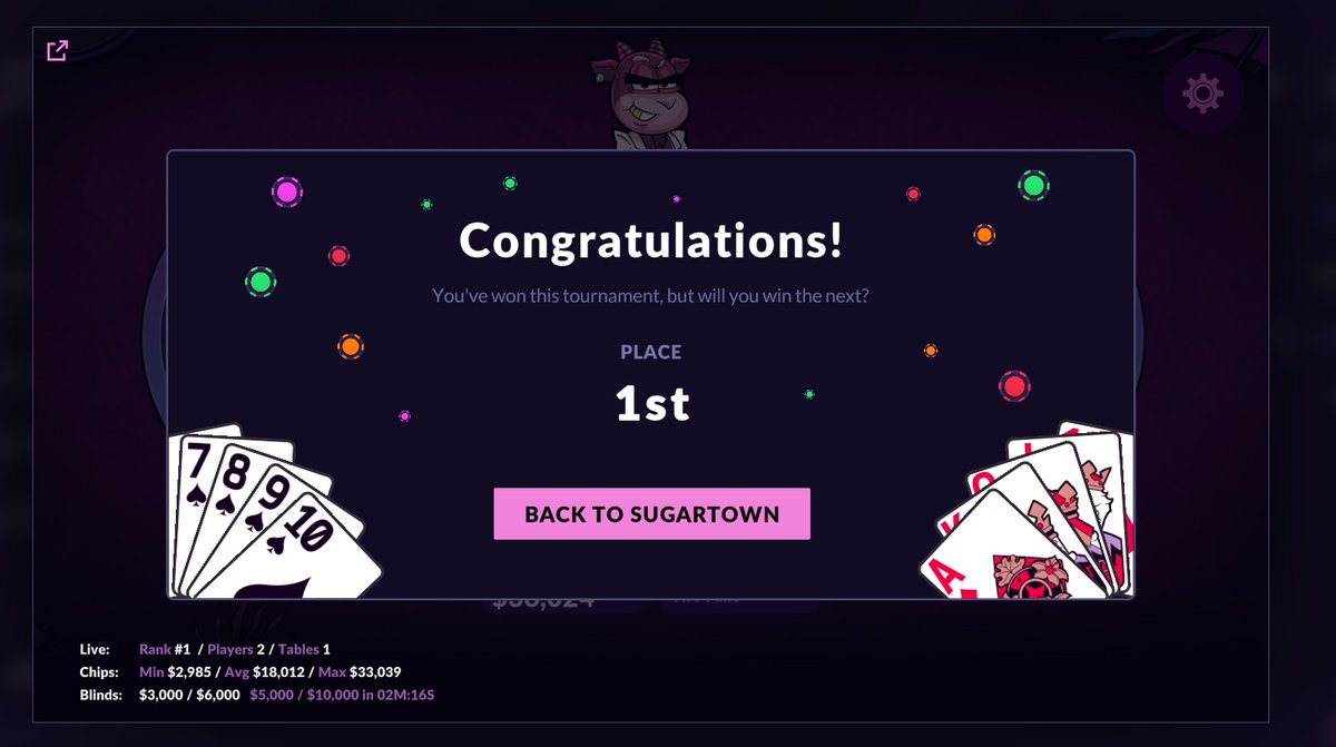 FrostPik's tweet image. Yooo! The adrenaline is still pumping — but I did it!! Hard to believe, but I just took 1st place in one of the @visitsugartown  poker tournaments! 🃏🔥

All happening on the @AbstractChain  — let’s GOOOO!!! #SugarTown #PokerVictory #AbstractChain