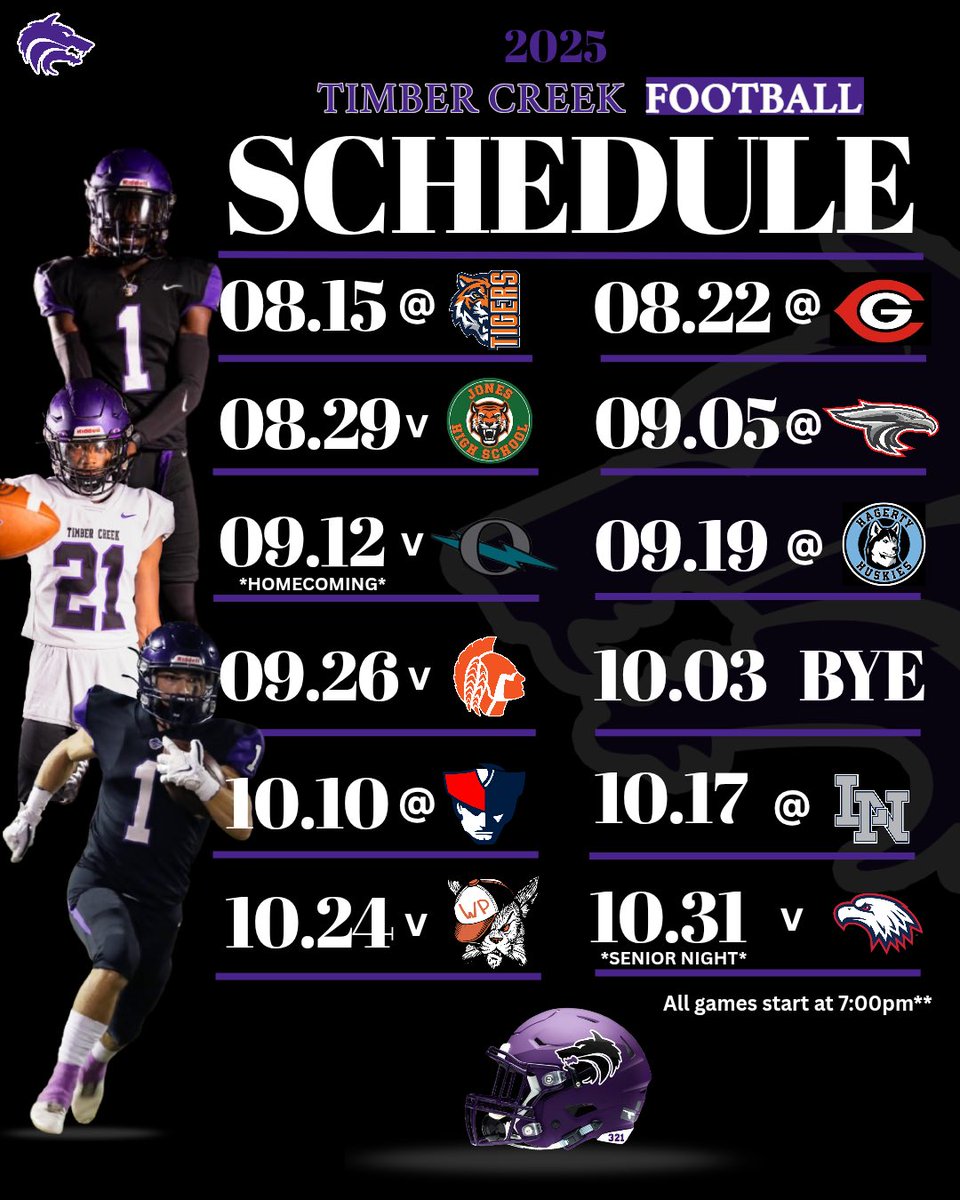 🐺🐺BACK THE PACK THIS FALL🐺 🐺

📍 Timber Creek High School
       1001 Avalon Park Blvd
       Orlando, FL 
       32828

🐺 🐾 📸NOTHIN’ LIKE FRIDAY NIGHT LIGHTS IN CENTRAL FLORIDA 🌴 🍊 🏈 

🚨CALLING ALL TC ALUM - T.U.O.T🚨
