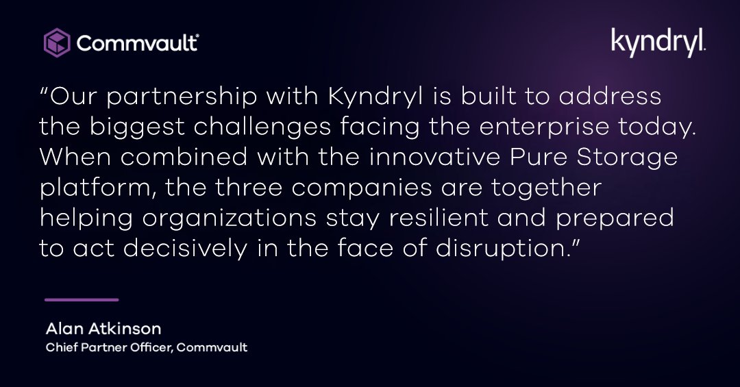 SChicheri's tweet photo. Disruptions won’t wait. Neither should your recovery.

#Commvault + #Kyndryl + #PureStorage = one powerhouse solution for enterprise resilience.

Together, we're helping organization stay resilient and ready: https://t.co/UmQgugkdzU

#CyberResilience #IncidentRecovery https://t.co/CIwmX5E8rq