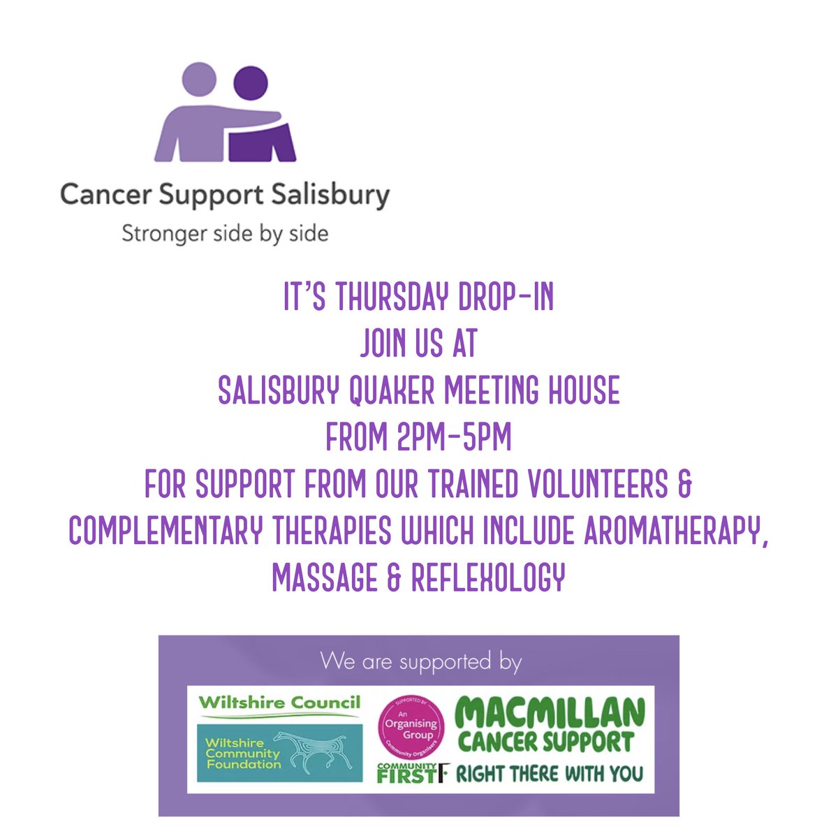 Radio Odstock www.radioodstock.org.uk (@odstockradio) on Twitter photo Location: The Meeting House, 51 Wilton Road, Salisbury, SP2 7EP
<a href="/CancerSalisbury/">Cancer Support Salisbury</a>
#salisbury #cancer #support Location: The Meeting House, 51 Wilton Road, Salisbury, SP2 7EP
<a href="/CancerSalisbury/">Cancer Support Salisbury</a>
#salisbury #cancer #support