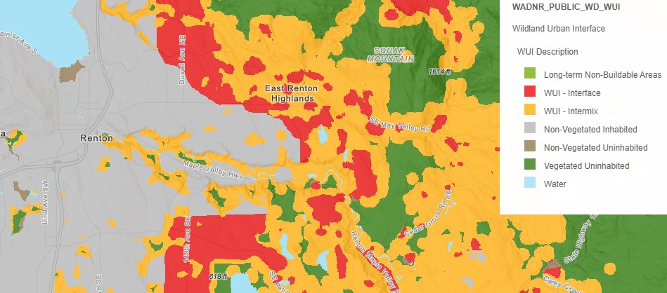 Are You Wildfire Ready? As temperatures rise, communities in the Wildland-Urban Interface must take proactive steps to reduce wildfire risks. The Wildland Urban Interface, or WUI, is the area where developed areas meet land that is unoccupied or undeveloped. 
In Renton, the WUI