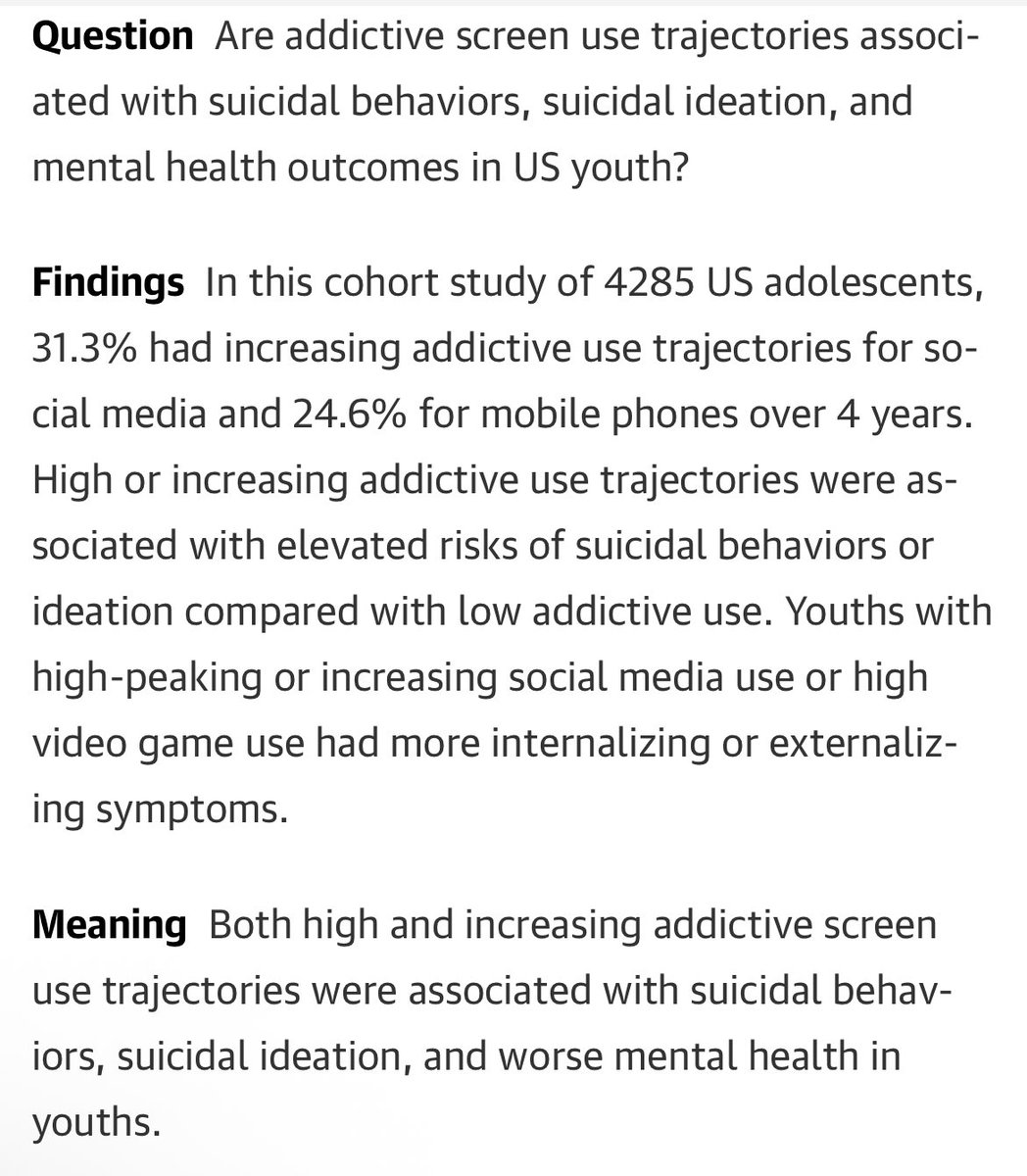 AlexisMinte's tweet photo. In JAMA today. Did not check the details yet but still… increased screen time is associated with deteriorated mental health. https://t.co/6BFRPvdojT https://t.co/6vuVIzHrHo