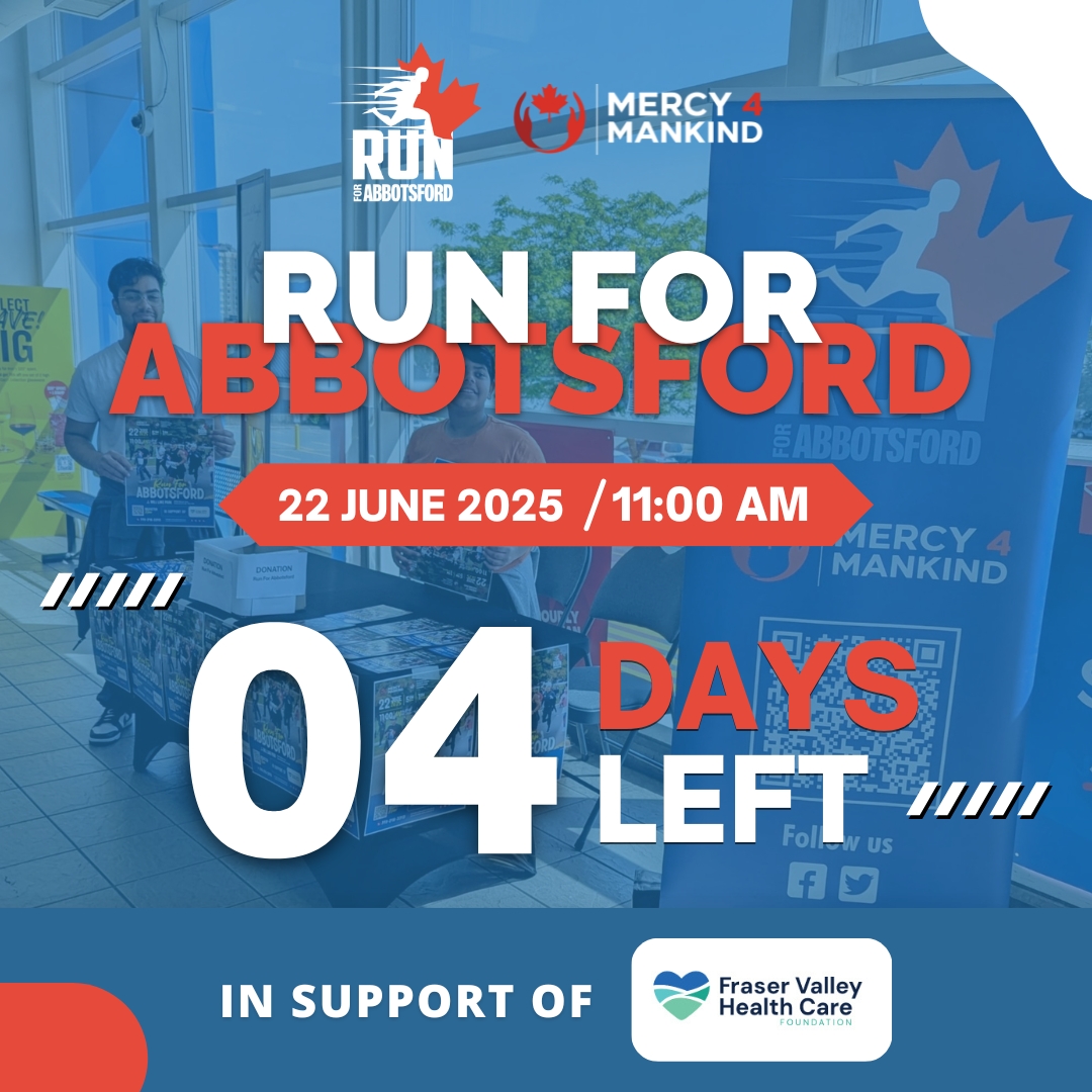 Only 4 Days to Go!

Join us June 22 at 11 AM at Mill Lake Park for RUN FOR ABBOTSFORD!

Let’s run, walk, or jog to support the Fraser Valley Health Care Foundation—every step makes a difference!

Sign up now: raceroster.com/events/2025/98…

#RunForAbbotsford #Abbotsford #Mercy4Mankind