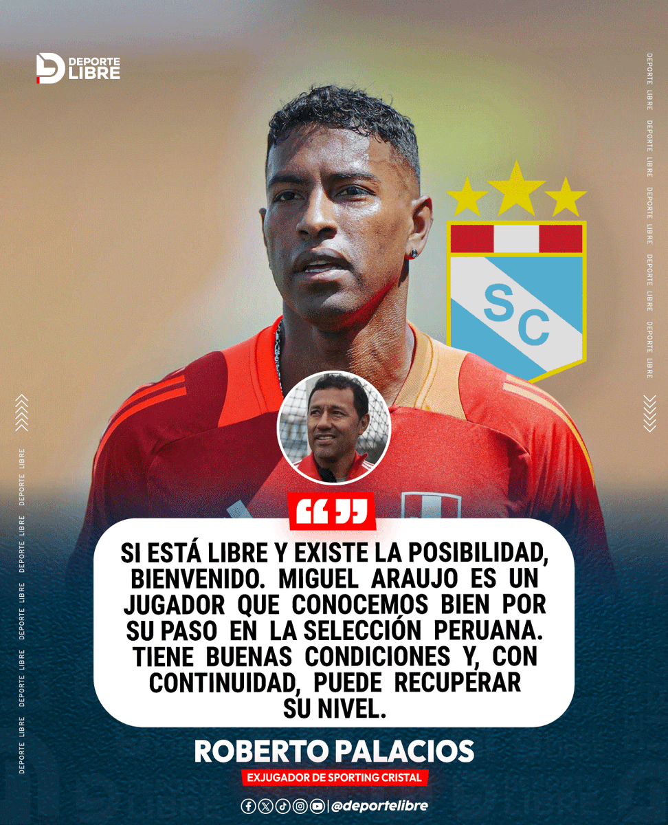 DeporteLibre_Pe's tweet photo. Roberto Palacios se refirió a una posible llegada de Miguel Araujo a Sporting Cristal.
#RobertoPalacios #MiguelAraujo #SportingCristal #FútbolPeruano #SelecciónPeruana #Liga1 #ChorriPalacios #Declaraciones https://t.co/pnJm9Hj1sk