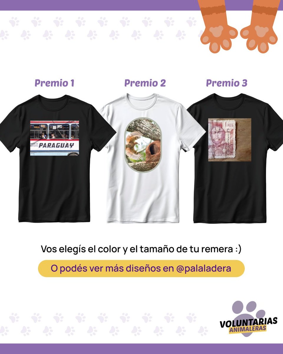 ¡Sorteo pro michis! ✨🐾🐶😼 Para solventar los gastos veterinarios de nuestros rescataditos, ofrecemos esta rifa en el que sorteamos 3 remeras de @palaladera.

¿Nos darías una pata? 👇
Costo: Gs 10.000
Alias C.I.: 4910967 María del Carmen Díaz
Sortea el 30 de junio