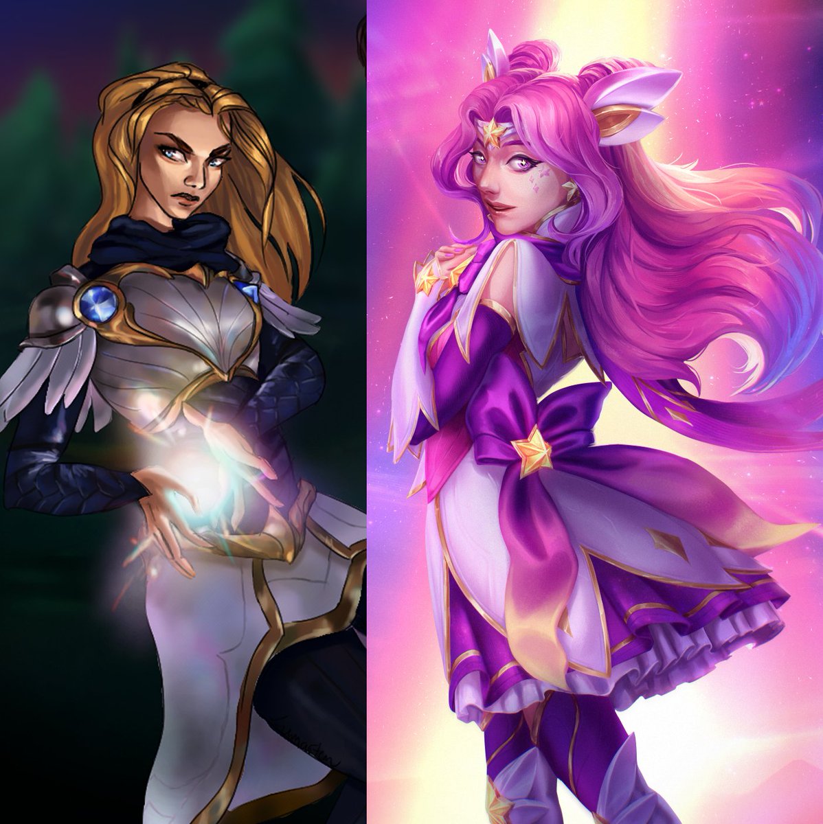 Also made a comparison of my first and most recent Lux fanart! ✨😊

November 2019 vs now 💗