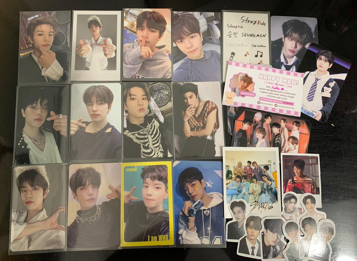 Feedback positivo para @laryandminnie que me vendeu esses seungs perfeitos, compra super tranquila, a embalagem super bonitinha, rápido e veio com esses mimos maravilhosos, obrigada amg🫶🏻