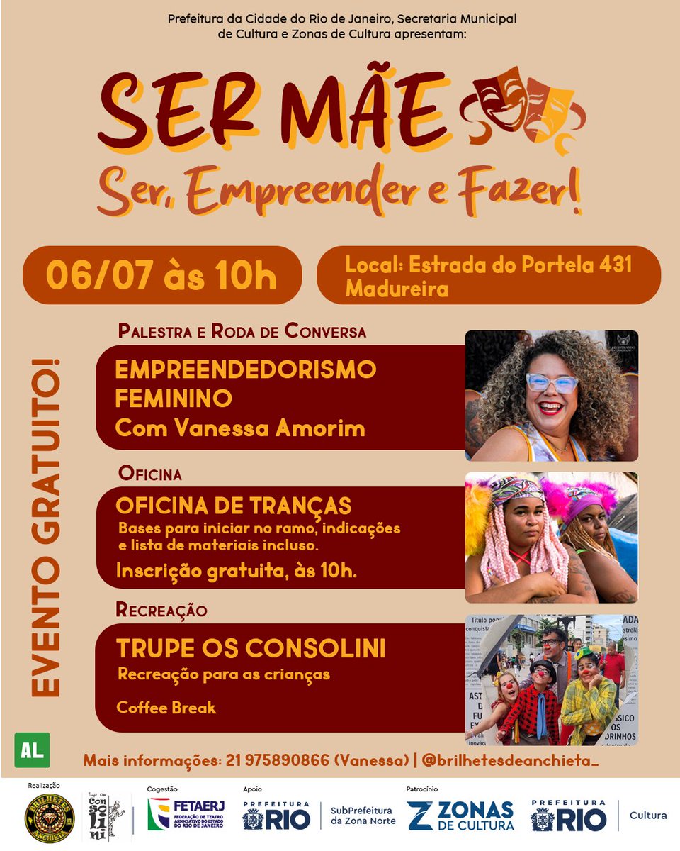 06 de Julho em Madureira, esperamos por vocês, mulheres, mamães, filhas, pra fazer uma oficina linda, empreender e fazer uma nova renda!! Vamos juntas