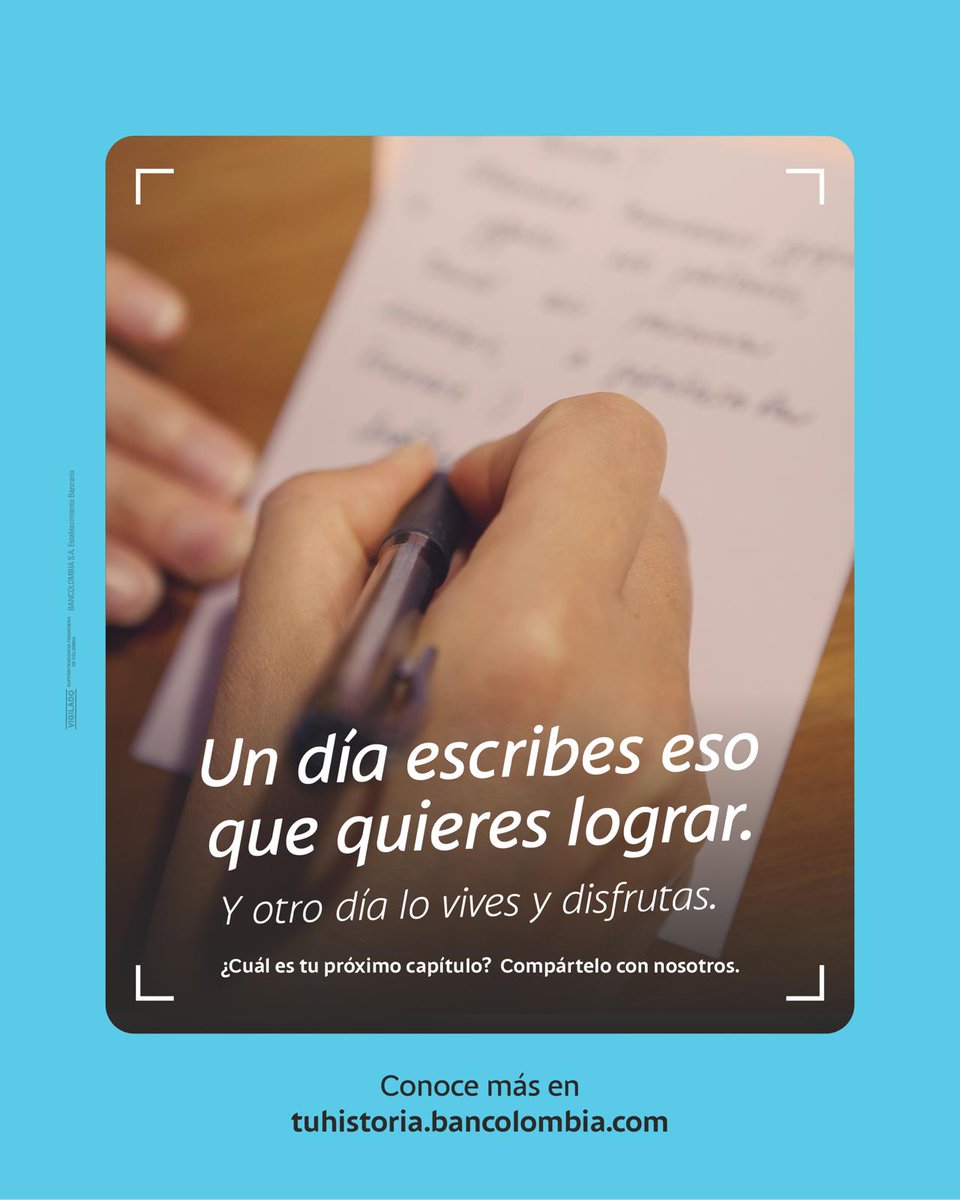 Bancolombia's tweet photo. 🖋️📖Este espacio en blanco es tuyo. Sí, el de la imagen.
Porque tú eres protagonista del futuro que estás por construir.
Usa el hashtag #MiProximoCapitulo y cuéntanos:
¿Qué vas lograr pronto? https://t.co/ve9BPW5P5L