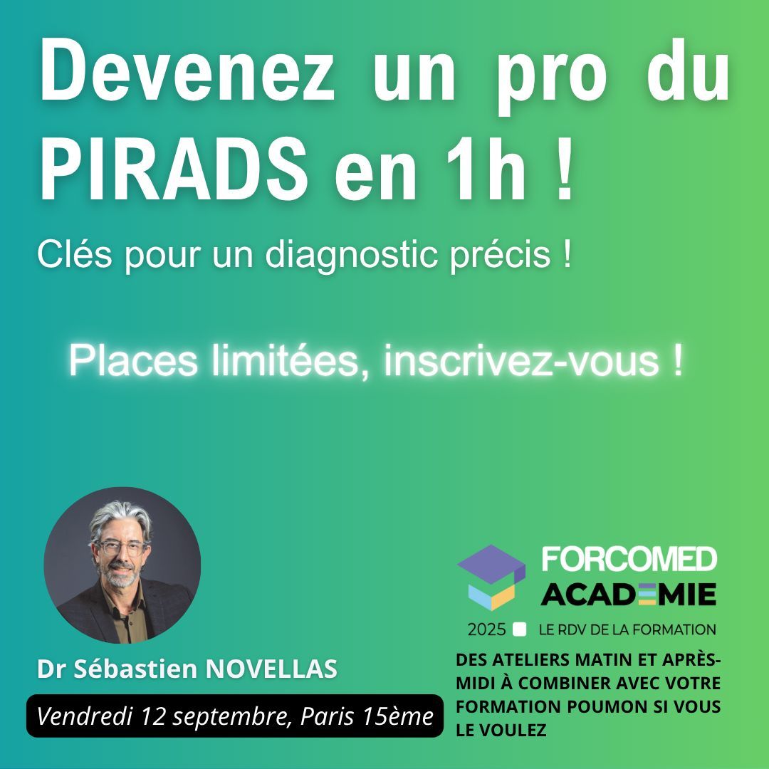 📊 Devenez pro du PIRADS en 1h ! Le Dr. Novellas partage les clés d’un diagnostic précis le 12 sept. 2025, Paris 15ème. Places limitées, inscrivez-vous ! bit.ly/Forcomed-Acade…
