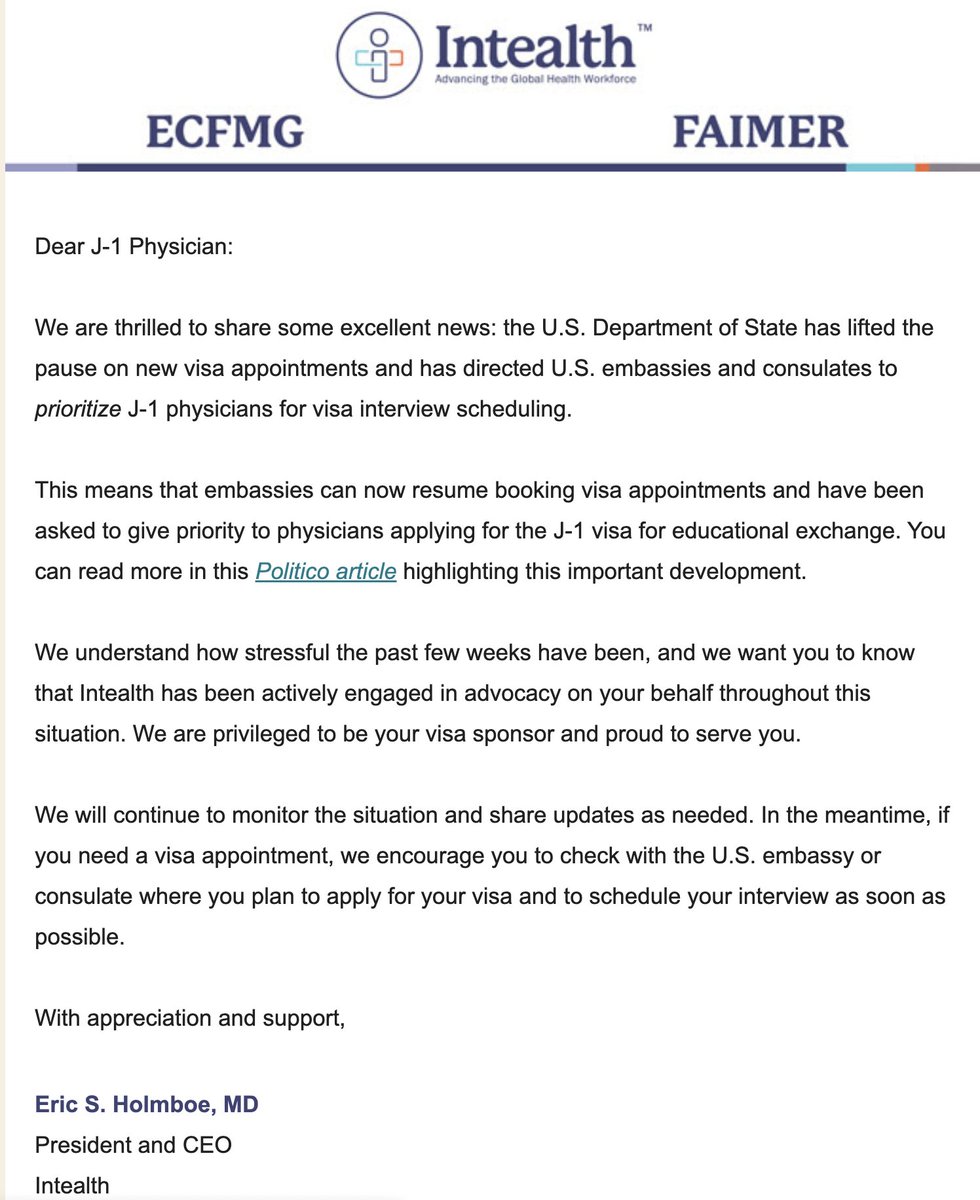 zenofusmle's tweet photo. 🚨 BREAKING NEWS: J1 Visa Freeze Is OVER For IMG 🚨

After weeks of anxiety, the news is in:
1. The U.S. State Department has lifted the pause on new J-1 visa appointments.
2 .Embassies have been directed to prioritize J-1 physicians for interview slots.

#USMLE #MedTwitter https://t.co/dUiymZ1Ddu