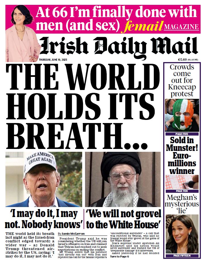 Read all this and lots more in Thursday's Irish Daily Mail.