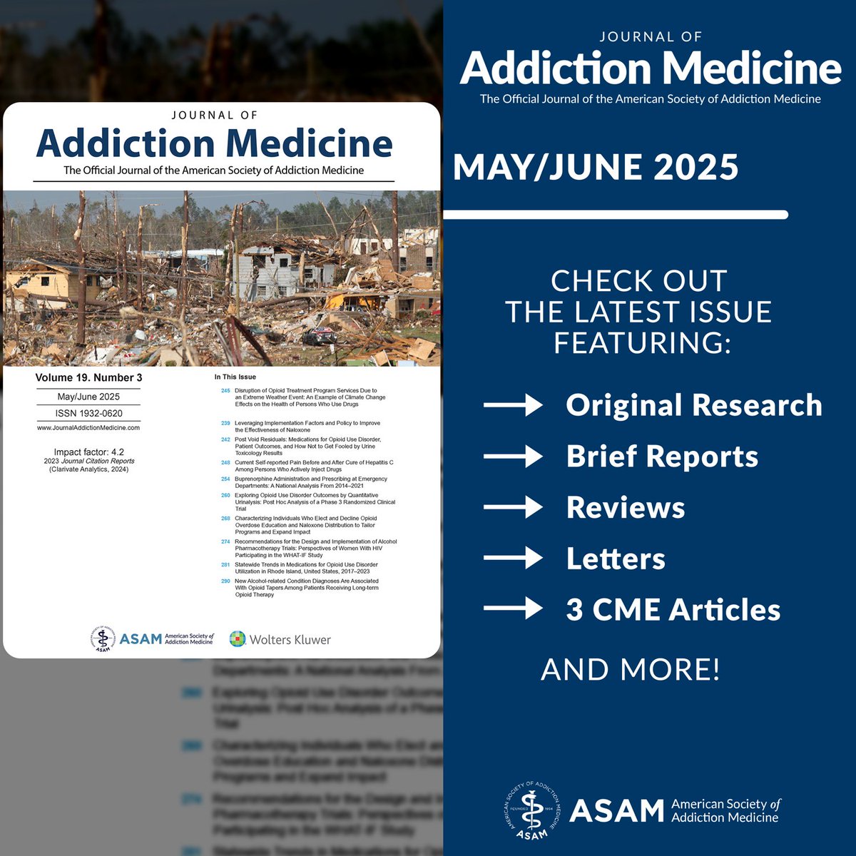 Check out the May/June issue of the Journal of Addiction Medicine &gt;&gt; ow.ly/k0MB50WbaOV 

#ASAM #JAM #JournalOfAddictionMedicine #AddictionMedicine #AddictionTreatment #MedEd #AmericanSocietyOfAddictionMedicine