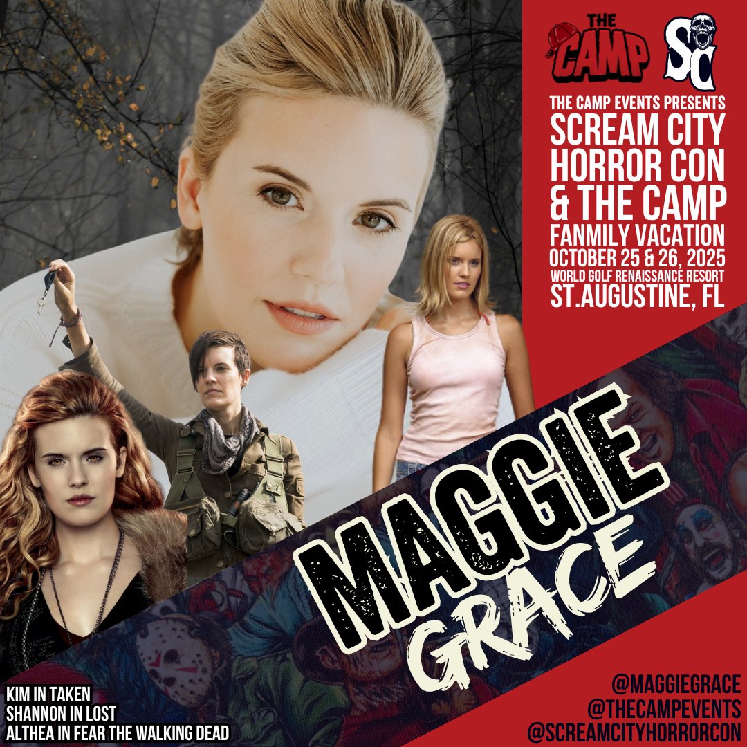 The Camp Presents Scream City Horror Con is happy to announce that Maggie Grace will be joining us this October in St. Augustine, FL! Maggie is well known for her roles in Taken 1-3. We are so excited for you all to meet Maggie this October! 

Tickets: tickets.thecampevents.com/event/sc25/