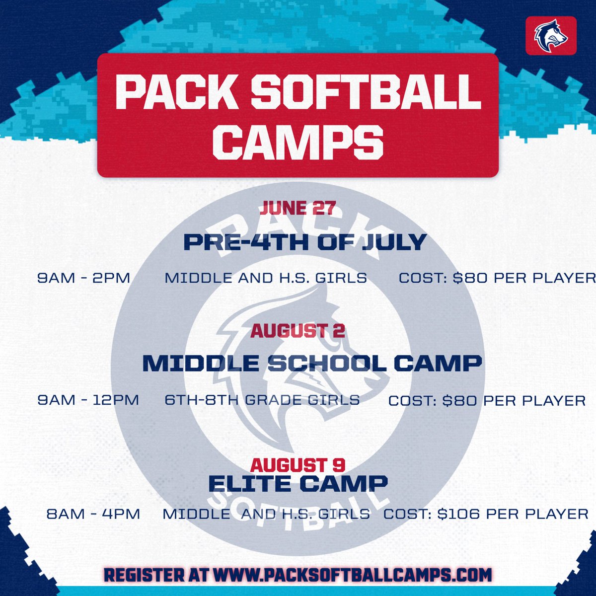 CSU-Pueblo Softball (@csupsoftball) on Twitter photo π₯ Register today for an upcoming Summer Camp brought to you by Pack Softball
Three camp options are available for girls of all ages and abilities
Register β© bit.ly/40eLCsz
#DevelopingChampions π₯ Register today for an upcoming Summer Camp brought to you by Pack Softball
Three camp options are available for girls of all ages and abilities
Register β© bit.ly/40eLCsz
#DevelopingChampions