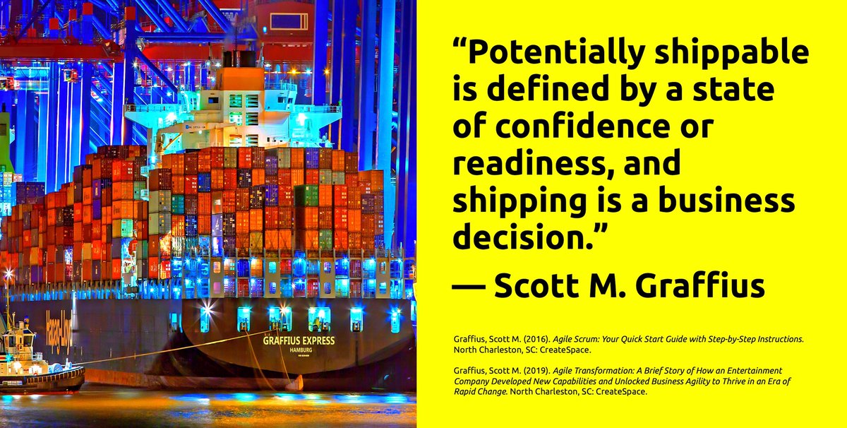 AgileScrumGuide's tweet photo. “Potentially shippable is defined by a state of confidence or readiness, and shipping is a business decision.” — Scott M. Graffius, Agile Scrum
#Agile #Scrum #Sprint #Product #Book #Quote #PotentiallyShippable #ProductIncrement #PSPI #AgileBook #AgileQuote #ScrumQuote https://t.co/bZJpzfbjgY