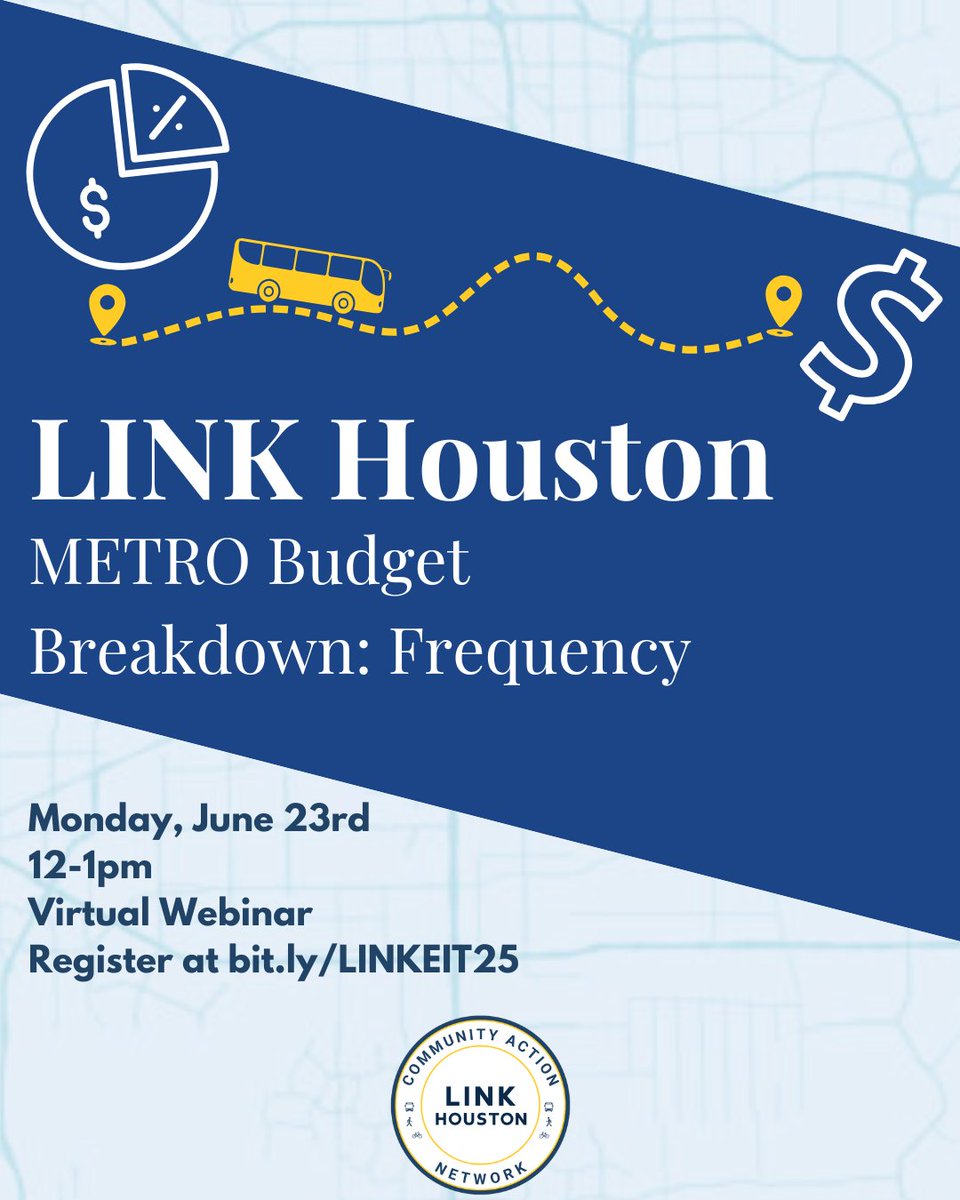 LINK Houston (@link_houston) on Twitter photo METRO is currently working on their FY 2026 budget and we want to make sure you're part of the conversation. This  Monday we will be having the first of many budget breakdowns. This will be focusing on riders #1 priority: Increased frequency
sign up: bit.ly/LINKEIT25 METRO is currently working on their FY 2026 budget and we want to make sure you're part of the conversation. This  Monday we will be having the first of many budget breakdowns. This will be focusing on riders #1 priority: Increased frequency
sign up: bit.ly/LINKEIT25