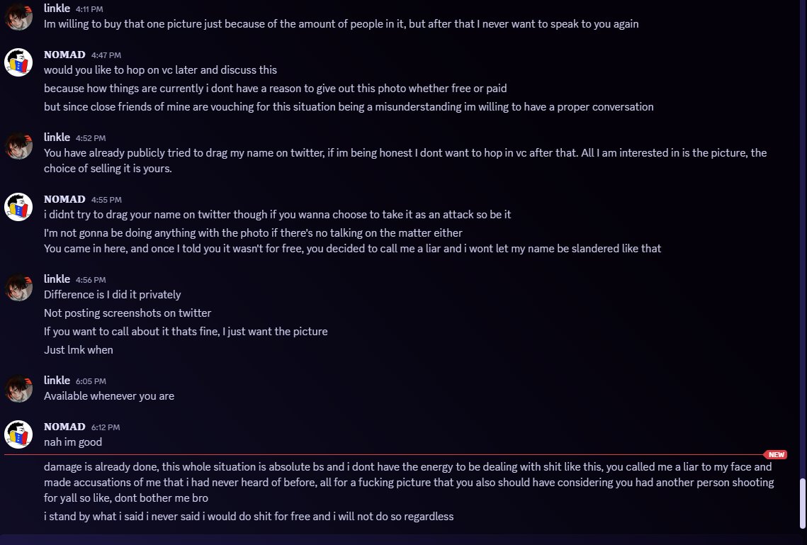 Linkle (@notlinkle) on Twitter photo I offered to put the beef aside to buy the picture because it was important to me and many other people. Now he's refusing to sell it because he got chewed out on Twitter after he made the post. I never made anything public and never slandered him publicly. <a href="/NOMADZCO/">NOMADAGRAPH @ CEO 🇻🇪</a> just sell em I offered to put the beef aside to buy the picture because it was important to me and many other people. Now he's refusing to sell it because he got chewed out on Twitter after he made the post. I never made anything public and never slandered him publicly. <a href="/NOMADZCO/">NOMADAGRAPH @ CEO 🇻🇪</a> just sell em