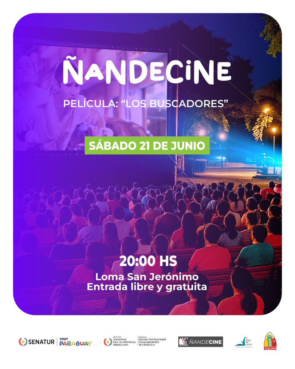 🌟 ¡Este 21 de junio, la magia del cine llega a Loma San Jerónimo! 🌟

🎬 ¡Sumate a ÑandeCine! Una noche de cine al aire libre para toda la familia🎬

📍 Lugar: Cancha de Loma San Jerónimo
🕗 Fecha: 21 de junio | 20:00 hs