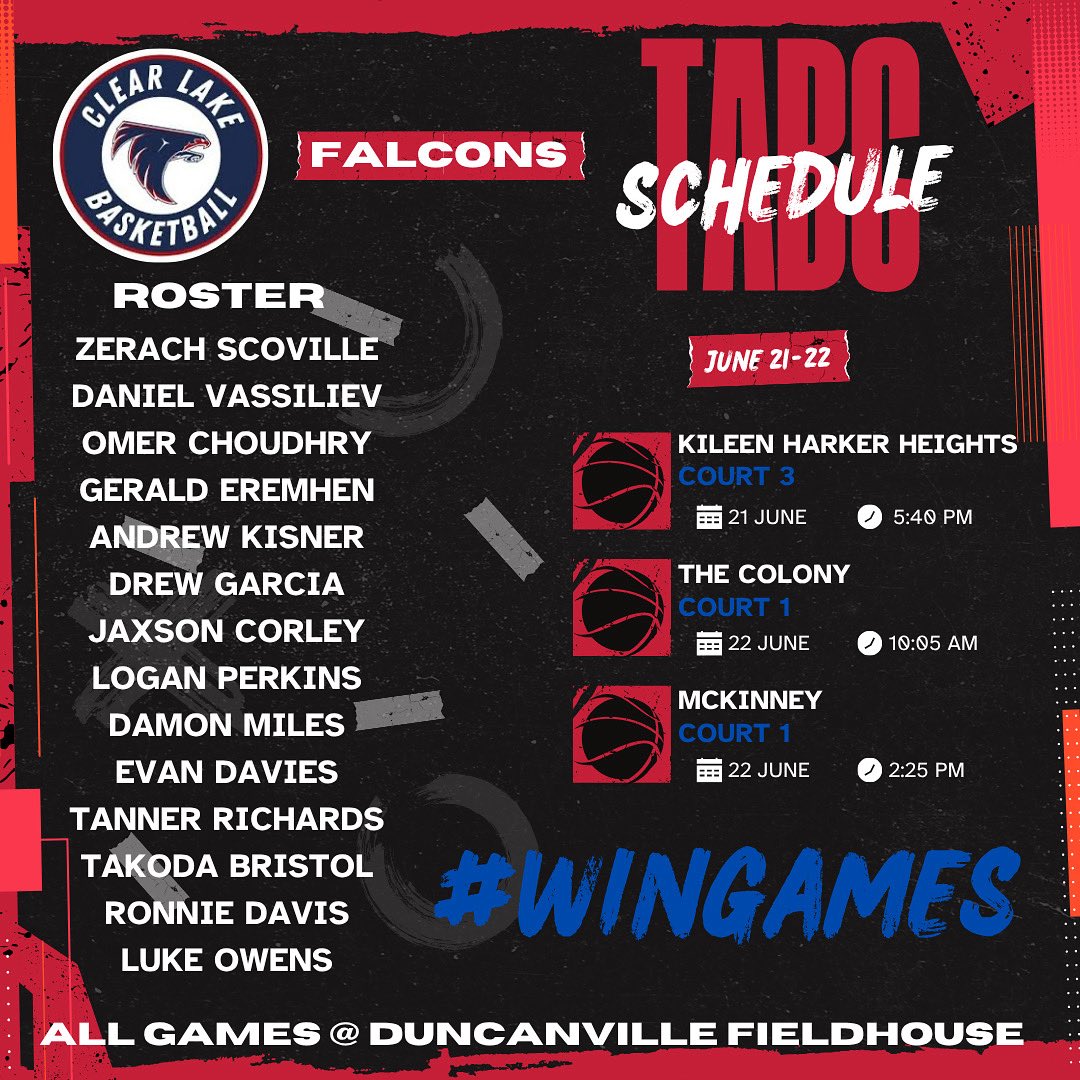 TABC roster and schedule 

LET’S GO FALCONS!

#wingames
